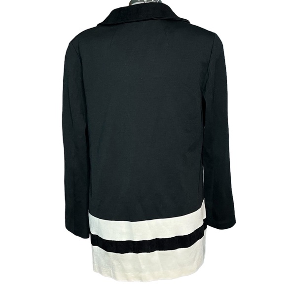 St John Knit One Button Topper Caviar & Cream Jacket Women’s Size 10 With Tags - Picture 5 of 12